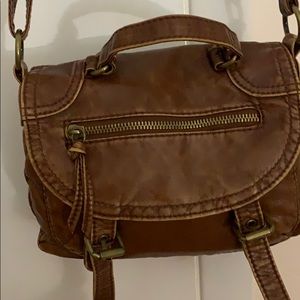 Brown faux leather crossbody purse